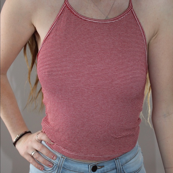 red and white halter top
